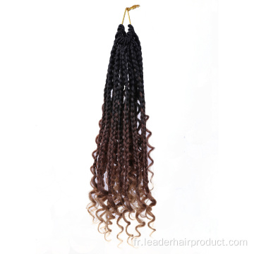 Boho Box Braids Curly Ends Synthétique Crochet Cheveux